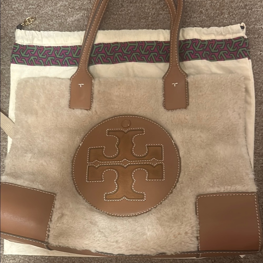 Tory Burch Tan Shearling Tote Bag